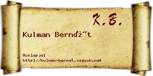 Kulman Bernát névjegykártya